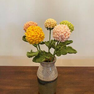 Handmade Crochet Pompom Mum Bouquet | Forever Flower | Cute Gift